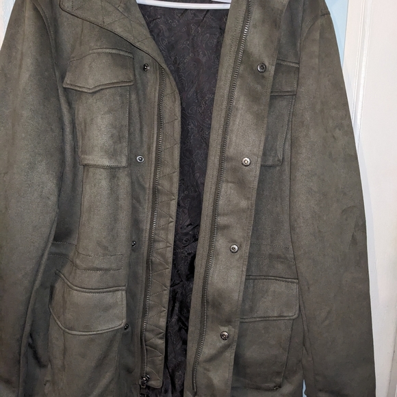 Robert Graham Men's Large Olive Green Button Zip Soft Shell Field Jacket New - Picture 10 of 14